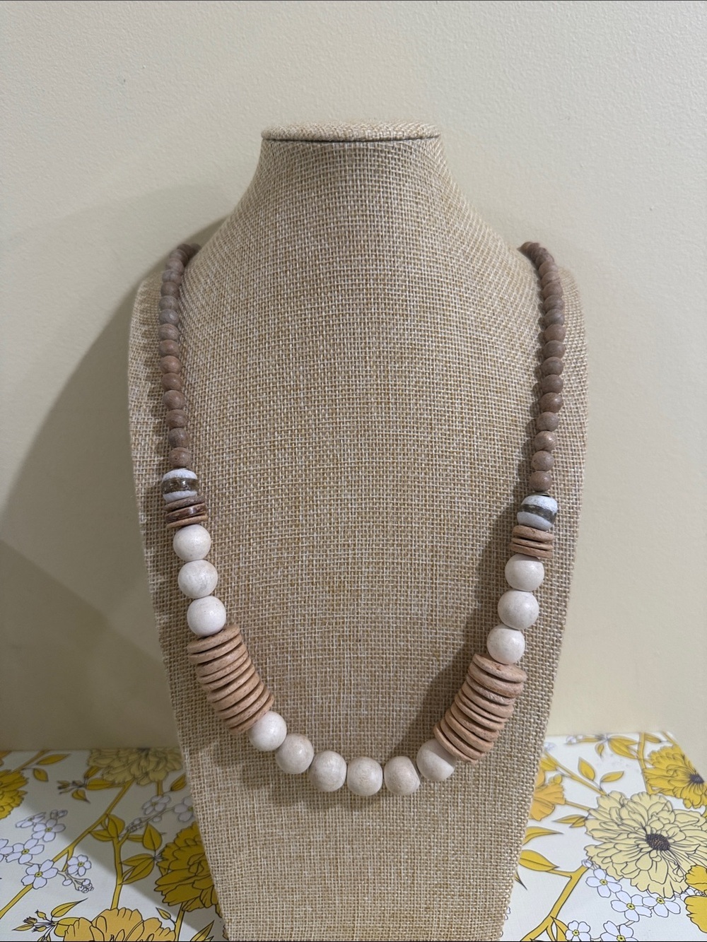 Vintage Boho wooden necklace Long necklace Double stack it or wear it long 🩵 39”